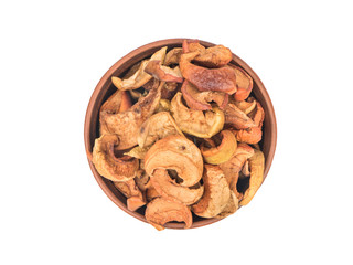 Dry slices apple in bowl