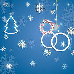 Christmas background with Christmas tree and snowflakes