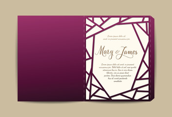 Naklejka na ściany i meble Envelope for Wedding Invitation or Greeting Card with Laser Cut pattern