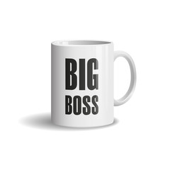 Photo realistic white cup on white background. Big Boss