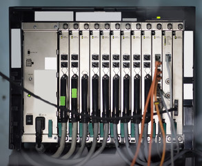 Equipment for ip telephony is installed in the switch box. Internet phone patch panel....