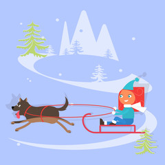 Winter scene with children 