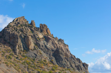 Fototapeta na wymiar Rocks of the extinct volcano KaraDag