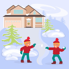 Winter scene with children 