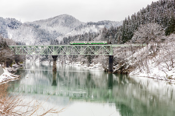 Train in Winter landscape snow