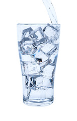 Glass of water with ice cubes isolated on white background