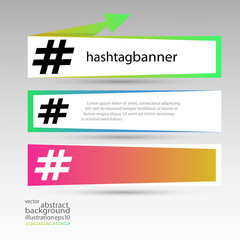 Hashtag banner rectangular for background red-yellow and green vector
