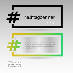 Hashtag banner rectangular for background black and multicolored transparent vector