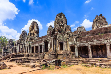 Fototapeta na wymiar Angkor, Cambodia. The inner gallery of the Bayon temple.