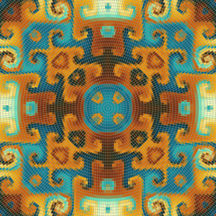 Seamless background pattern. Round decorative geometric mosaic art tile pattern