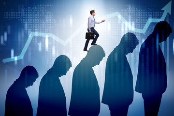 Business people climbing career ladder in business concept