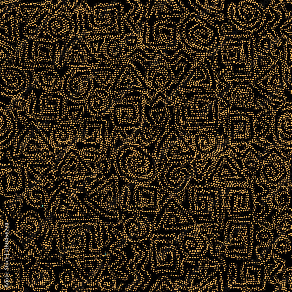 Poster ethnic boho seamless pattern in african style on black background. tribal art print. irregular polka