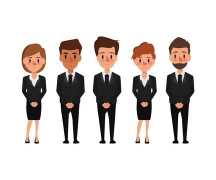 Business people teamwork with business men and business women. Vector illustration cartoon character.