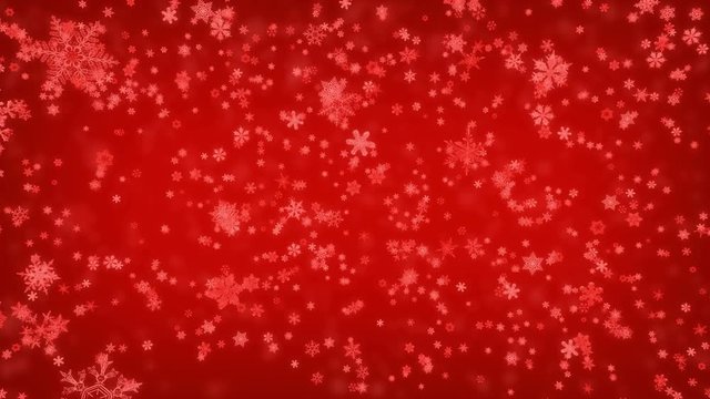 Falling snowflake on red background.