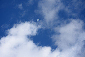 飛行機と青空と雲「空想・雲のモンスターたち」（成功を見守る、見つめる、旅立ち、未来などのイメージ）