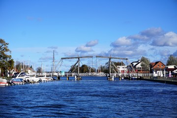 Fototapeta na wymiar baltic sea drawbridge on river and ocean