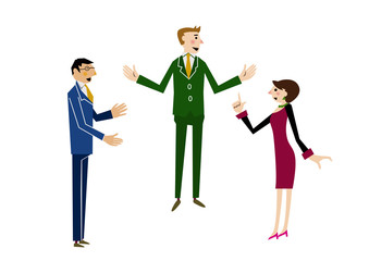 相談する。会議中。ビジネスシーン。会社員。