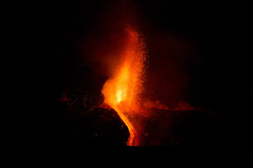 Eruption of Etna Volcano In Sicily 