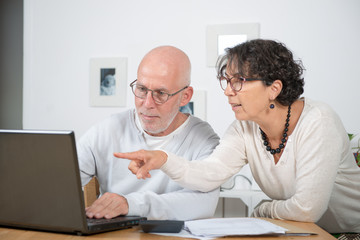 Fototapeta na wymiar mature couple using laptop