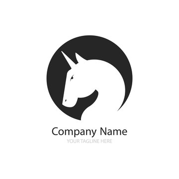 Logo with a unicorn for your company. Pegasus Icon. Gradient flat illustration. 