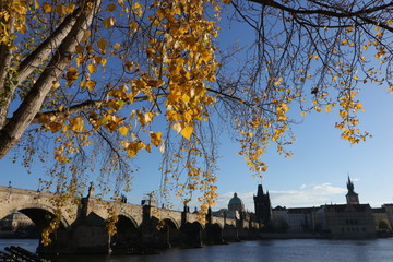 picturesque Charles bridge in autumn