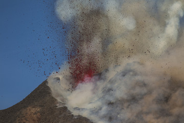 Eruption of Etna Volcano In Sicily