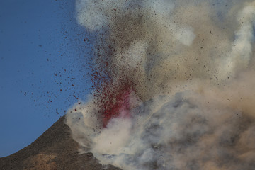 Eruption of Etna Volcano In Sicily 