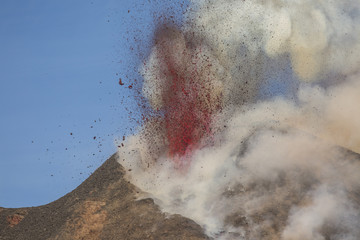 Eruption of Etna Volcano In Sicily 