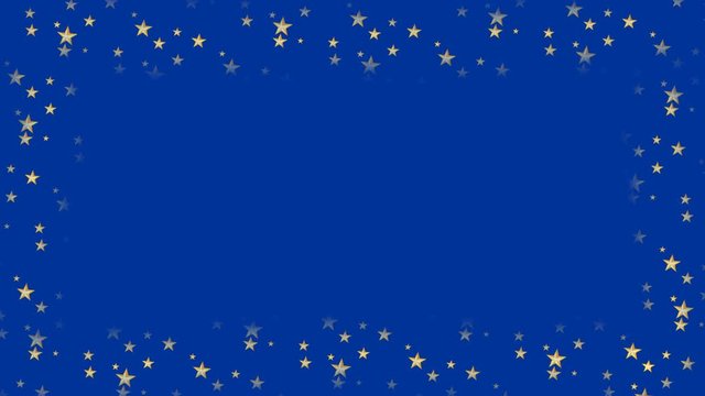 Dark blue animated frame with flashing stars and copy space, christmas or new year background