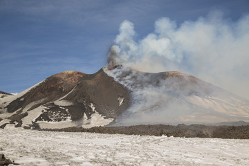 Eruption of Etna Volcano In Sicily 