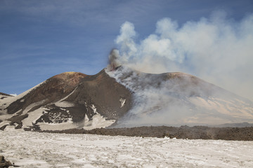 Eruption of Etna Volcano In Sicily 