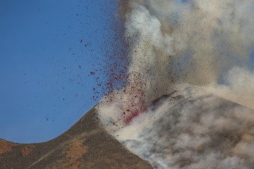 Eruption of Etna Volcano In Sicily 