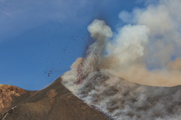Eruption of Etna Volcano In Sicily