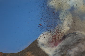 Eruption of Etna Volcano In Sicily