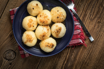 Potato dumplings with meat.