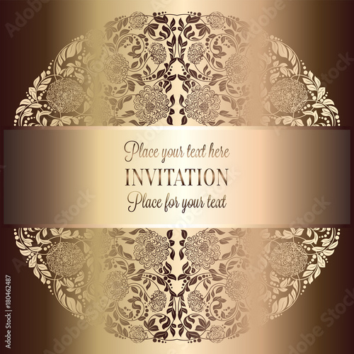 Abstract Background Luxury Beige And Gold Vintage Frame