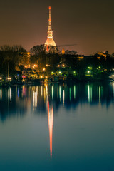 Obraz premium panorama of the city of turin from above at sunset
