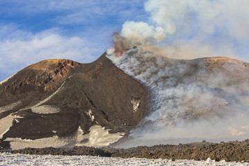 Eruption of Etna Volcano In Sicily