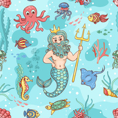 Seamless pattern with Neptune © Amalga