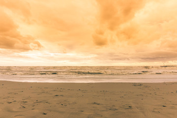 beach and sea at sunset