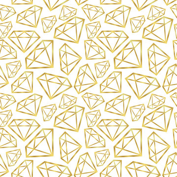 Diamonds seamless pattern. Vector golden background. Fashion wrapping or fabric pattern.