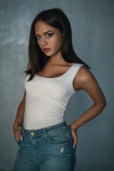 Beautiful young woman in jeans
