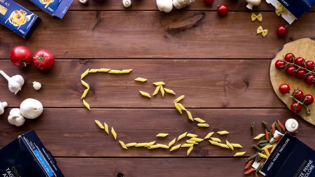 stopm motion animation with pasta