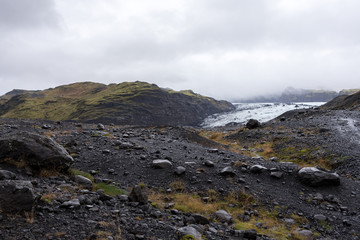 Fototapeta na wymiar Mýrdalsjökull glacier behind the hills