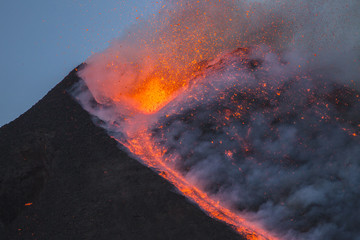 Eruption of Etna Volcano in Sicily,Italy