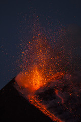 Eruption of Etna Volcano in Sicily,Italy