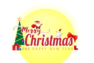 Merry Christmas and happy new year concept on white color background. Vector illustration design. EPS10