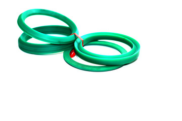 Naklejka premium Small steel washers on white background
