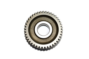 real stainless steel gears isolated over white background
