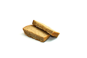 Bread slices on white background